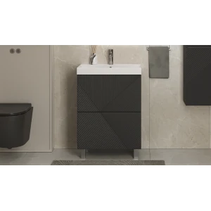 Тумба напольная VELVEX Edge 600-0-2 графит+(ум. VELVEX 9696-60белый)
