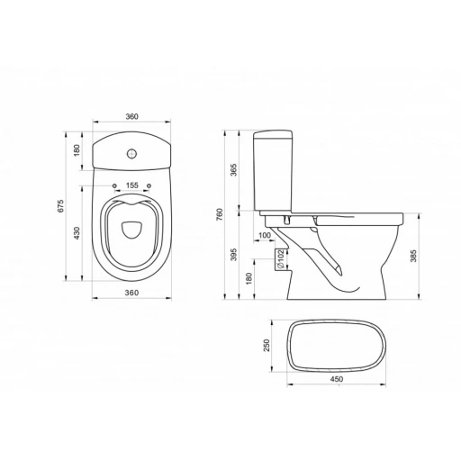 Унитаз - компакт "АЛЬКОР" rimless (безободковый) 2РА ДС SC