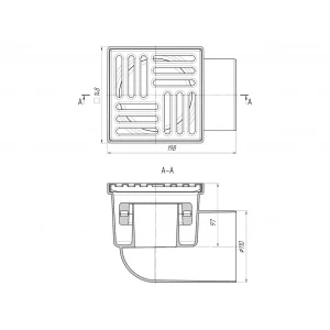 Трап нерж 15х15 d110 горизонтальный с сух.затвором АНИ TQ1112