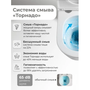 Унитаз напольный безободковый GROSSMAN GR-4494MSQ (640*360*835) БЕЛЫЙ МАТОВЫЙ, ТОРНАДО
