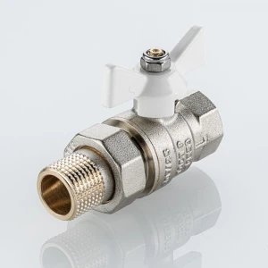 Кран шаровой VALTEC BASE-ГОСТ  со сгоном с белой рукояткой-бабочкой вн.-нар. DN15, PN40, 1/2"