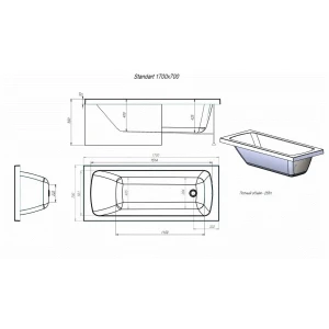 Ванна ERLIT™ STANDART 170*70 без каркаса,без панели