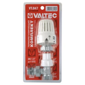 Клапан термостатический угловой + термоголовка 1/2" VALTEC (Комплект)