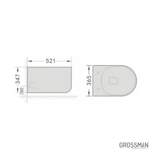 Унитаз подвесной,тонкий ободок, GROSSMAN ThinRim. GR-5602S, микролифт, (520*365*345)