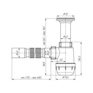 Сифон бутыл.  Грот 1 1/2" 40 АНИ ПЛАСТ (30 шт.) A0505