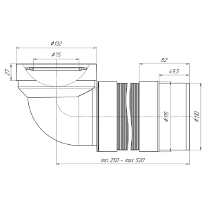 Слив д/унитаза 250/520 90 град гибкий  АНИ ПЛАСТ (15 шт.) K712R