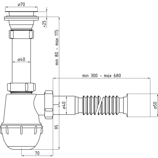 Сифон бутыл.  Грот 1 1/2" 40 АНИ ПЛАСТ (30 шт.) A0110
