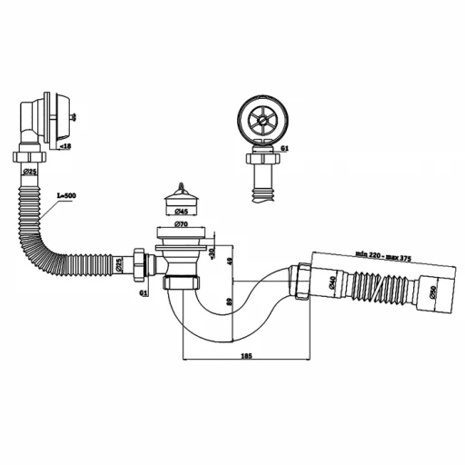 Обвязка на ванну 11/2*40 с гофрой Варяг C6155