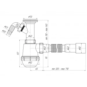 A2015 Сифон бут. Грот 1 1/2" под с/м с г.тр.40х40/50 АНИ ПЛАСТ (25 шт.)