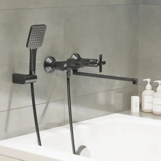 Смеситель для ванны и раковины 1/2 кер. MIXLINE ML38-02 "Graphite" ГРАФИТ
