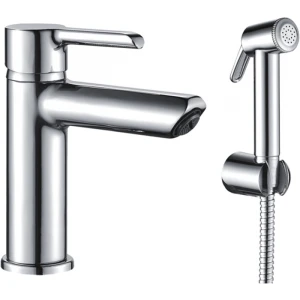 Смеситель для раковины с гигиеническим душем,хром, S6071, Shevanik