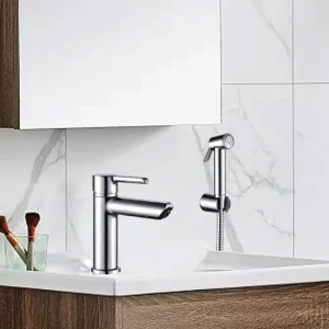 Смеситель для раковины с гигиеническим душем,хром, S6071, Shevanik